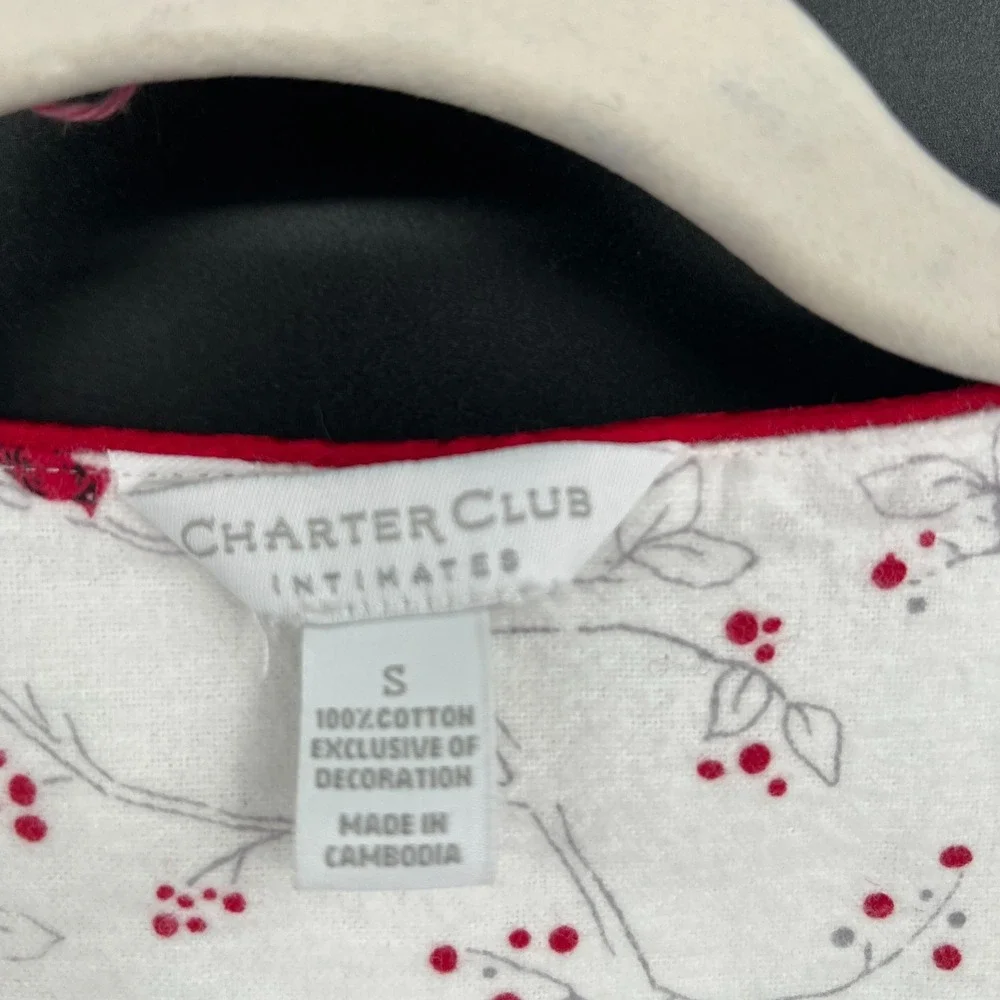 Charter Club 100% cotton flannel nightgown cardinal birds white cozy grandmacore